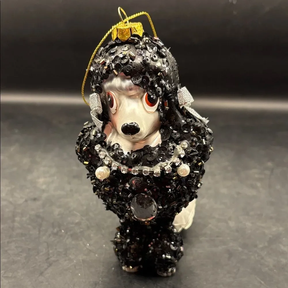 Black Sequin Poodle Ornament